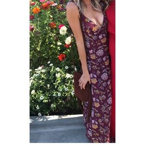 Burgundy Fall Floral Maxi
